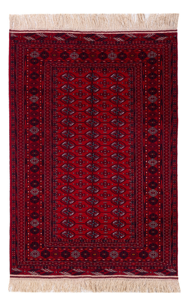 Tapis afghan - Boukhara - 194 x 133 cm - rouge foncé