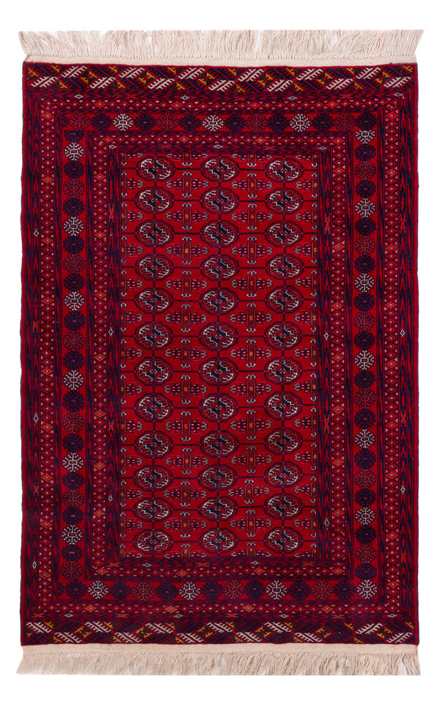 Tapis afghan - Boukhara - 196 x 133 cm - rouge foncé