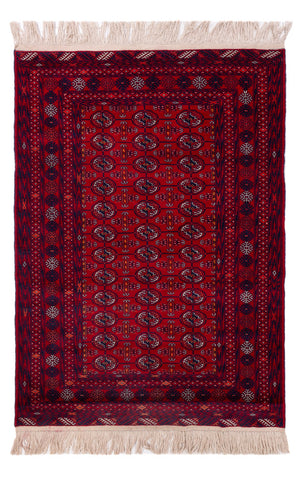 Tapis afghan - Boukhara - 189 x 133 cm - rouge foncé
