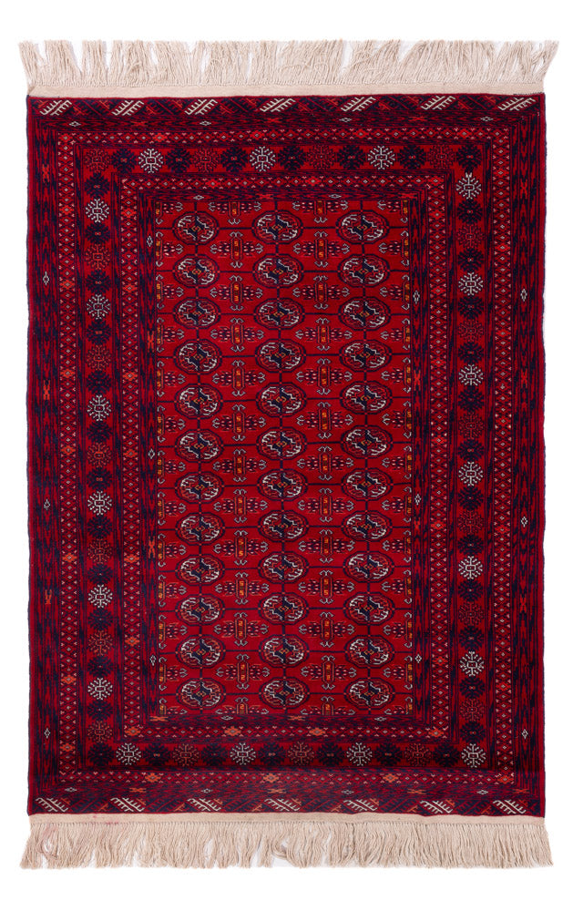 Tapis afghan - Boukhara - 189 x 133 cm - rouge foncé