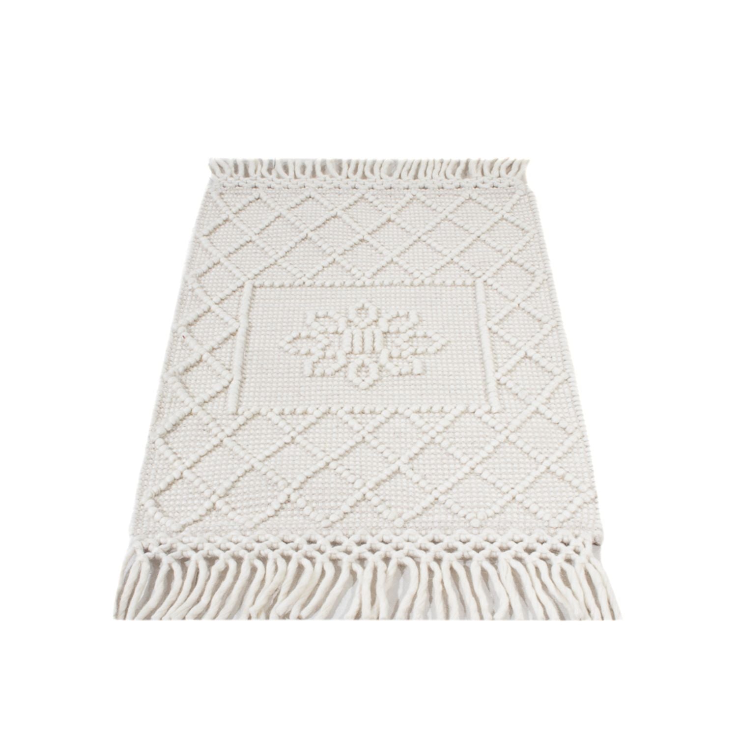 Tapis en laine - 93 x 60 cm - gris clair