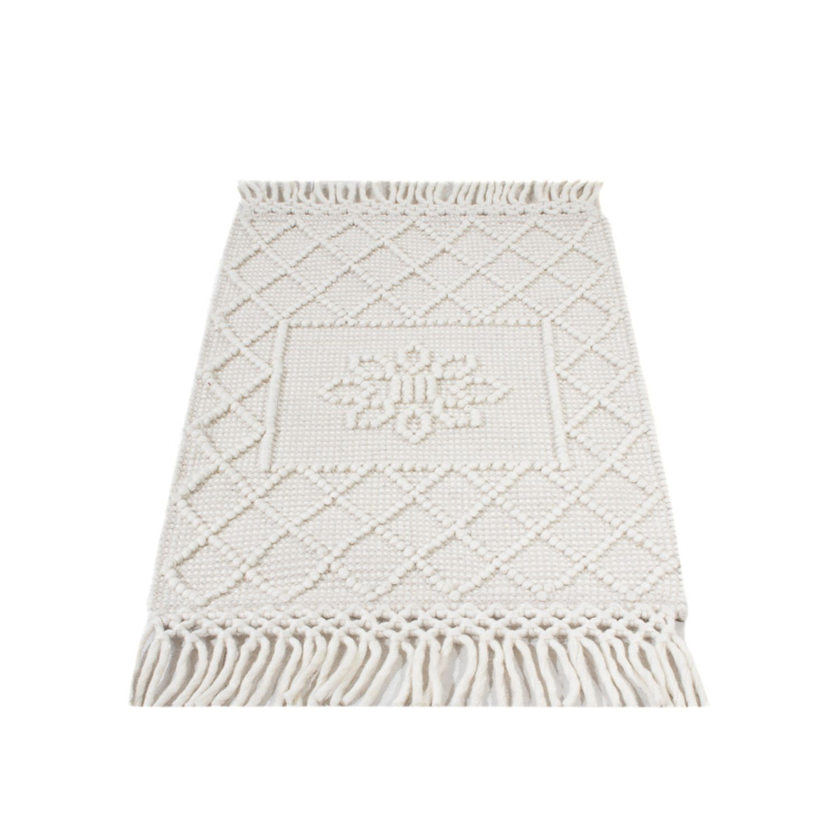 Tapis en laine - 93 x 60 cm - gris clair