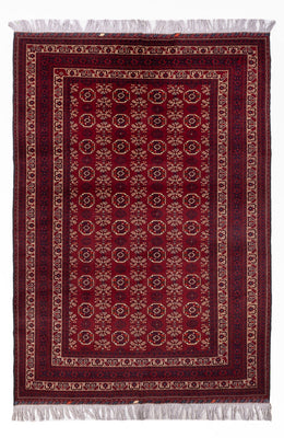 Tapis afghan - Boukhara - 280 x 188 cm - rouge foncé