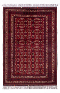 Tapis afghan - Boukhara - 280 x 188 cm - rouge foncé