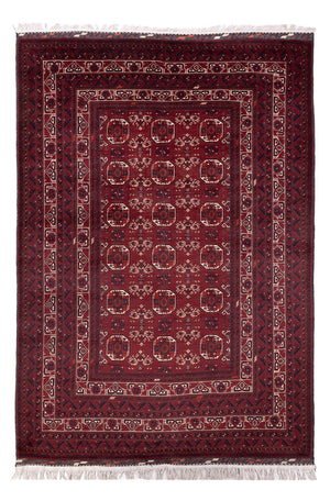 Tapis afghan - Boukhara - 290 x 201 cm - rouge foncé