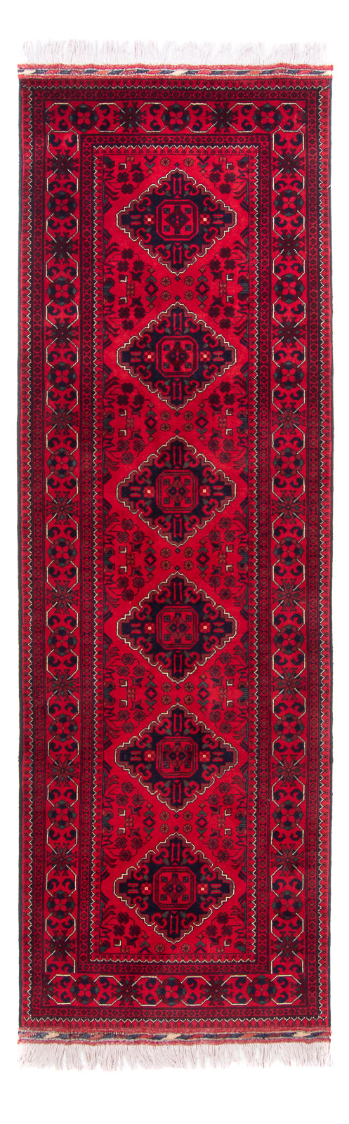 Tapis de couloir Tapis afghan - 292 x 90 cm - rouge