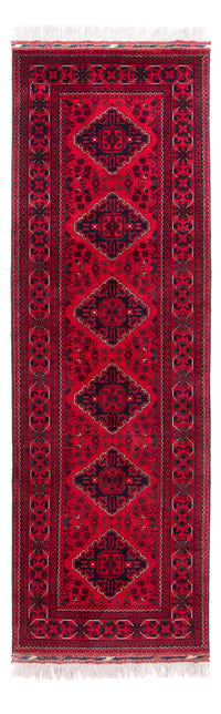 Tapis de couloir Tapis afghan - 292 x 90 cm - rouge