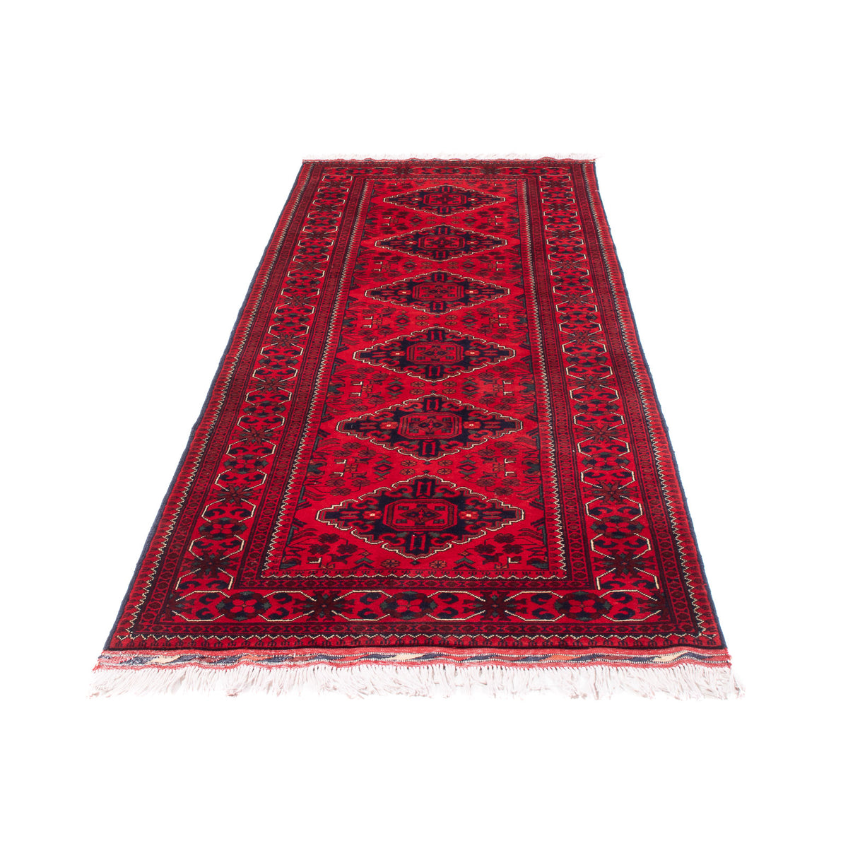 Tapis de couloir Tapis afghan - 292 x 90 cm - rouge