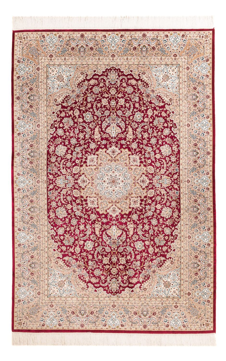 Tapis en soie - Ghom soie - Premium - 227 x 145 cm - rouge