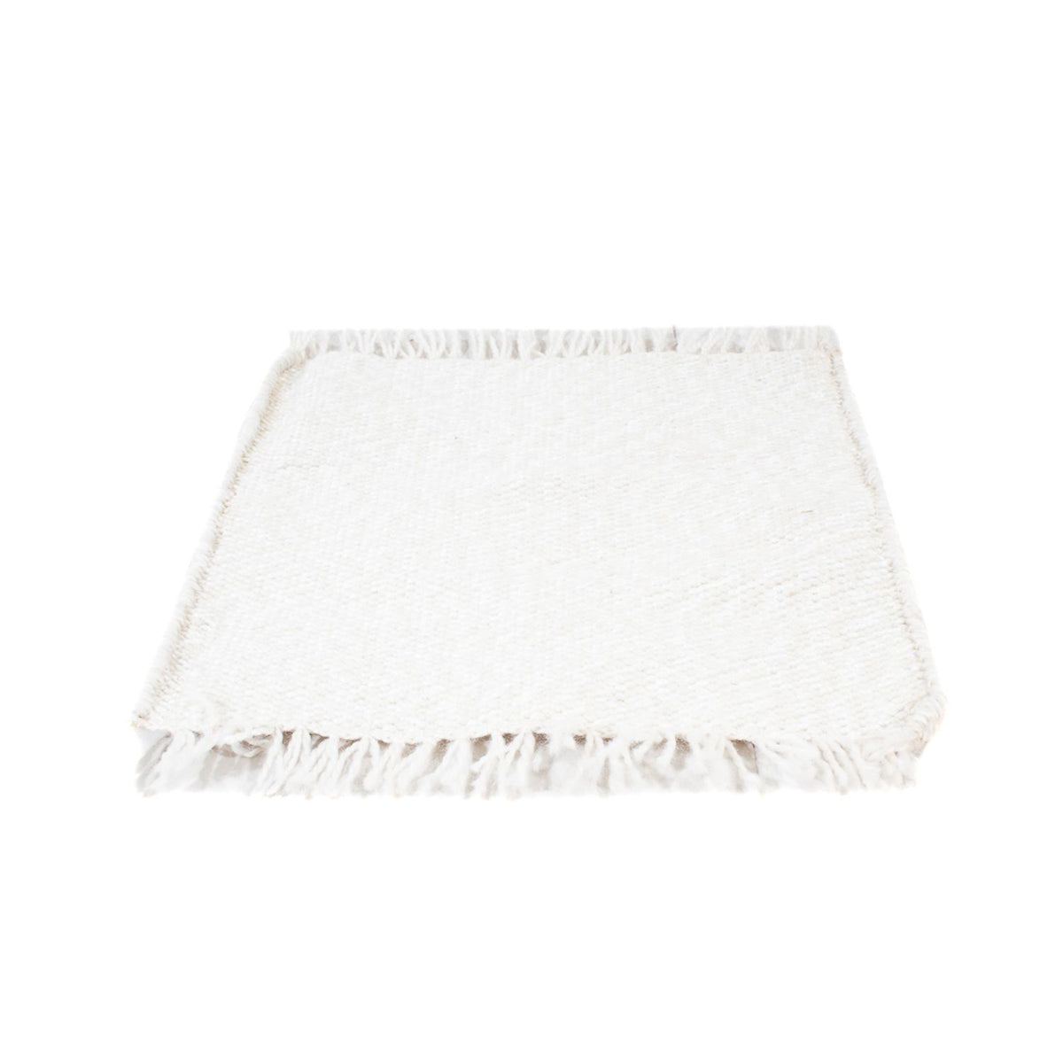 Tapis en laine carré  - 34 x 31 cm - blanc