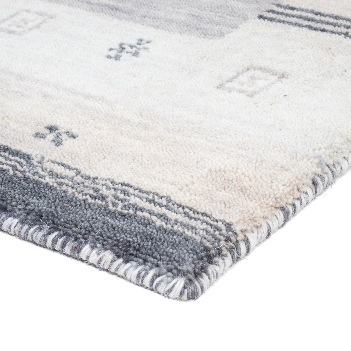 Tapis Gabbeh - Indus - 145 x 70 cm - gris clair