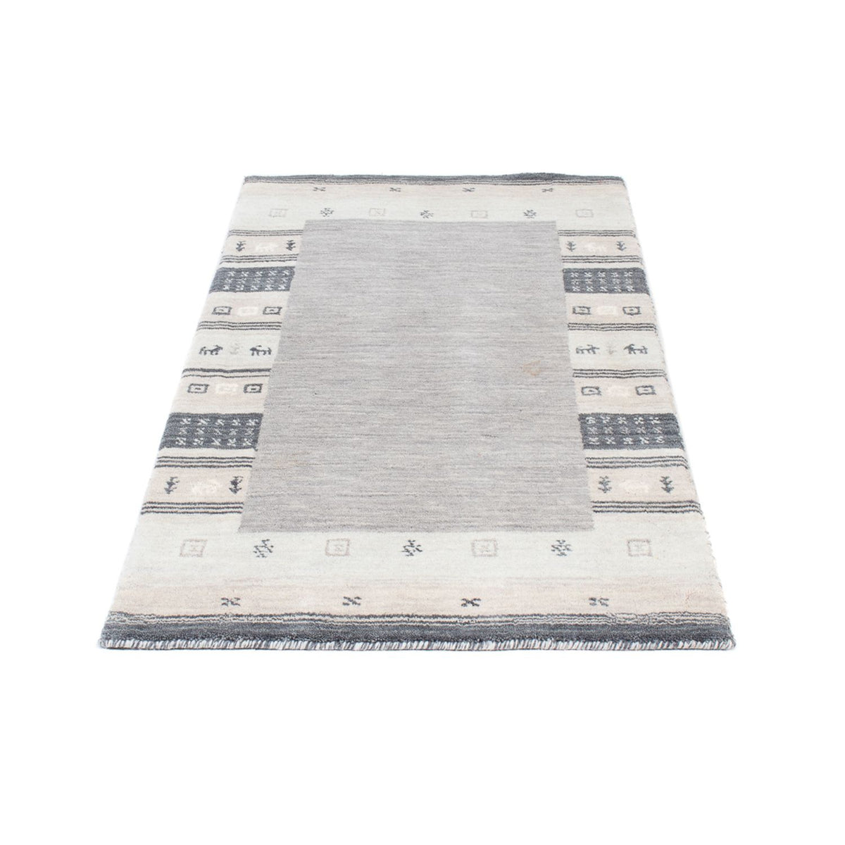 Tapis Gabbeh - Indus - 145 x 70 cm - gris clair