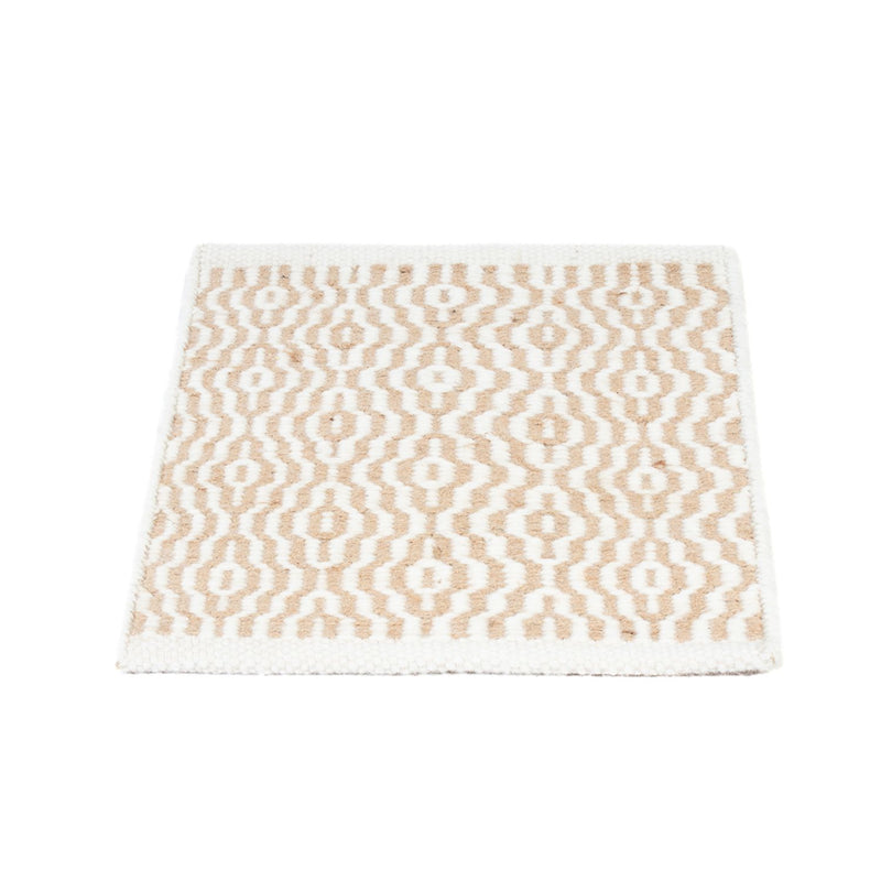 Tapis en laine carré  - 35 x 32 cm - beige