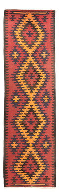 Tapis de couloir Tapis Kelim - Vieux - 423 x 140 cm - rouge foncé