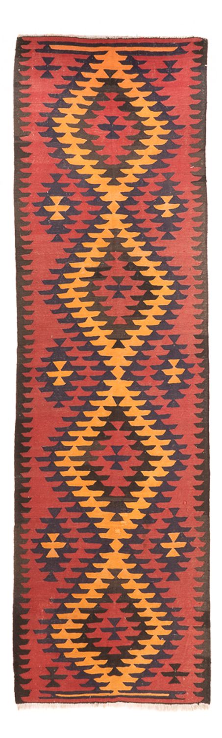 Tapis de couloir Tapis Kelim - Vieux - 423 x 140 cm - rouge foncé