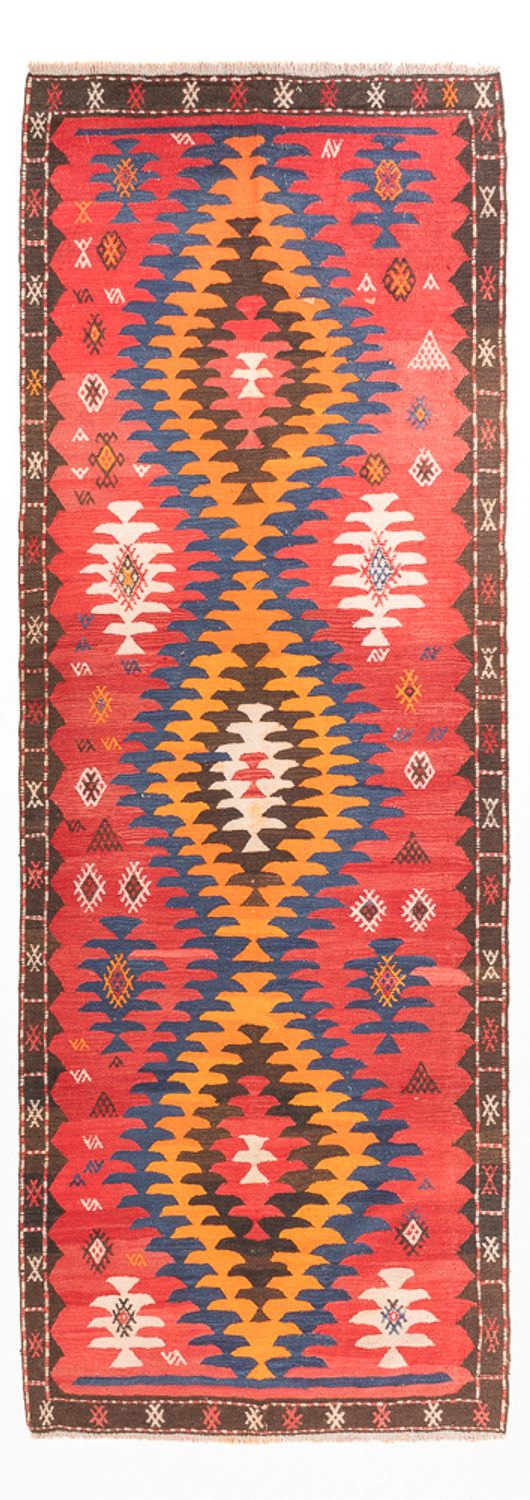 Tapis de couloir Tapis Kelim - Vieux - 430 x 155 cm - rouge