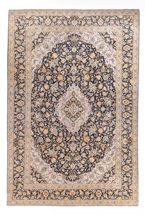 Tapis persan - Keshan - 425 x 307 cm - bleu foncé