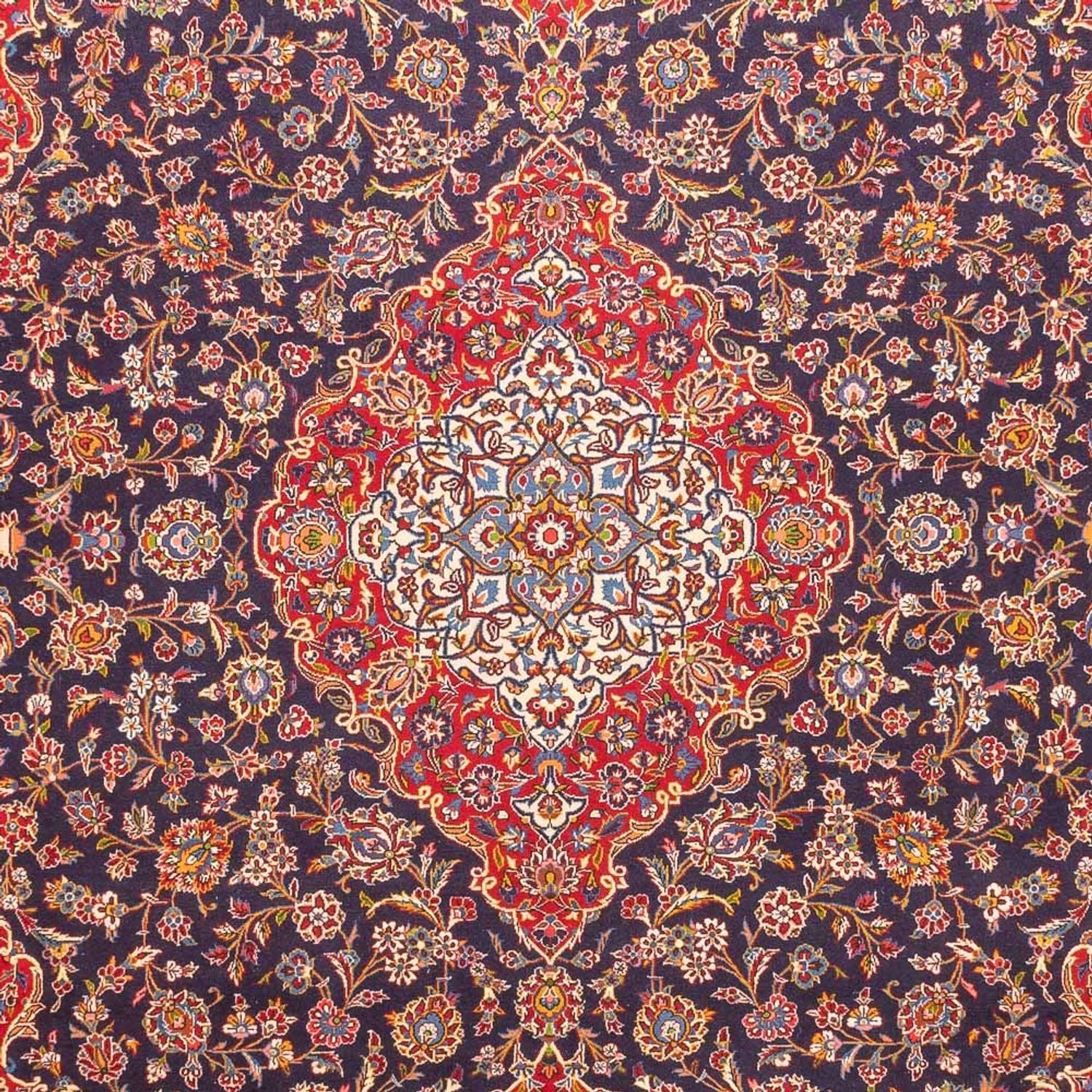 Tapis persan - Keshan - 380 x 295 cm - bleu foncé