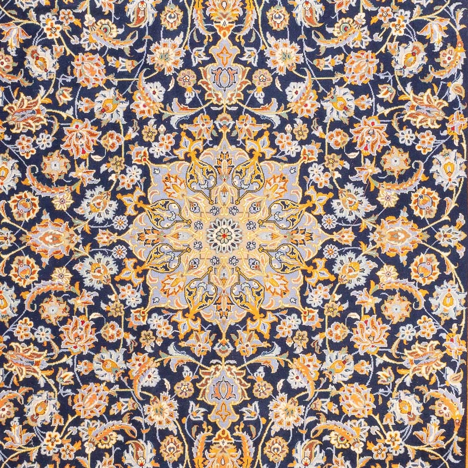 Tapis persan - Keshan - 402 x 288 cm - bleu foncé