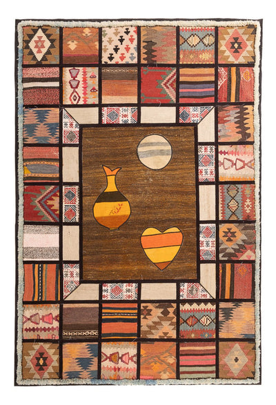 Tapis patchwork 135x200cm - Perserteppich Wollteppich