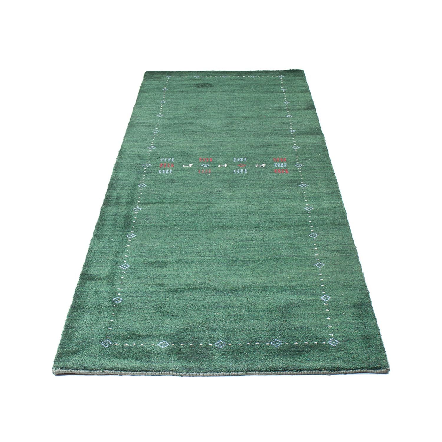 Tapis de couloir Tapis Gabbeh - Indus - 300 x 80 cm - vert