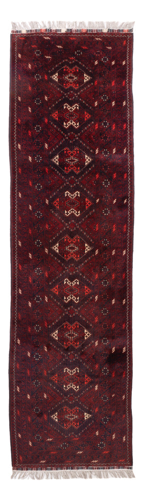 Tapis de couloir Tapis afghan - 293 x 78 cm - rouge