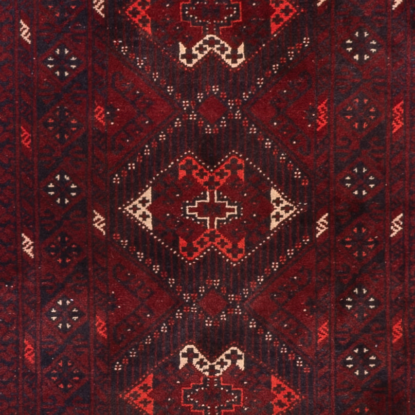 Tapis de couloir Tapis afghan - 293 x 78 cm - rouge