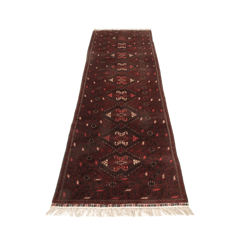 Tapis de couloir Tapis afghan - 293 x 78 cm - rouge