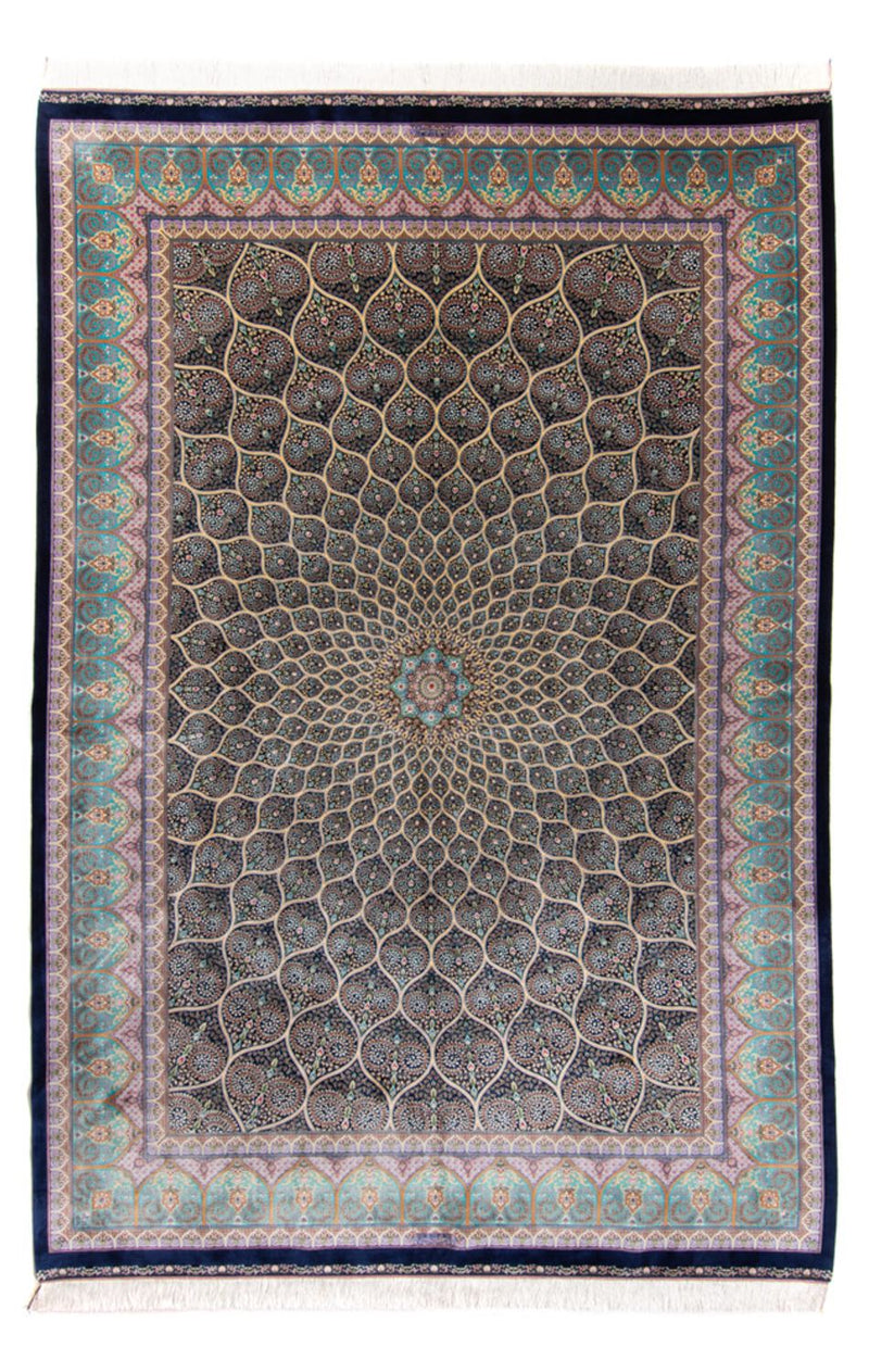 Tapis persan - Ghom - 300 x 200 cm - bleu foncé