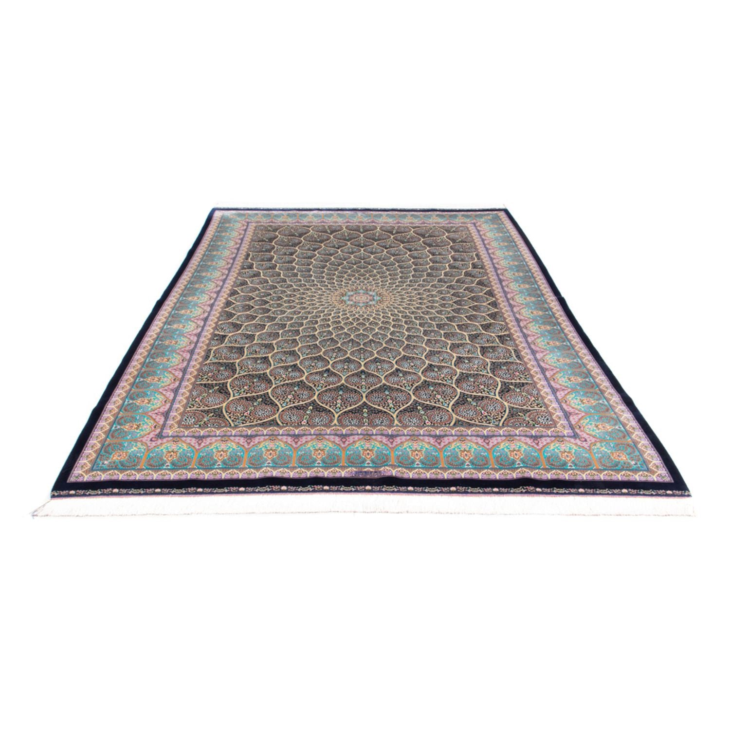 Tapis persan - Ghom - 300 x 200 cm - bleu foncé