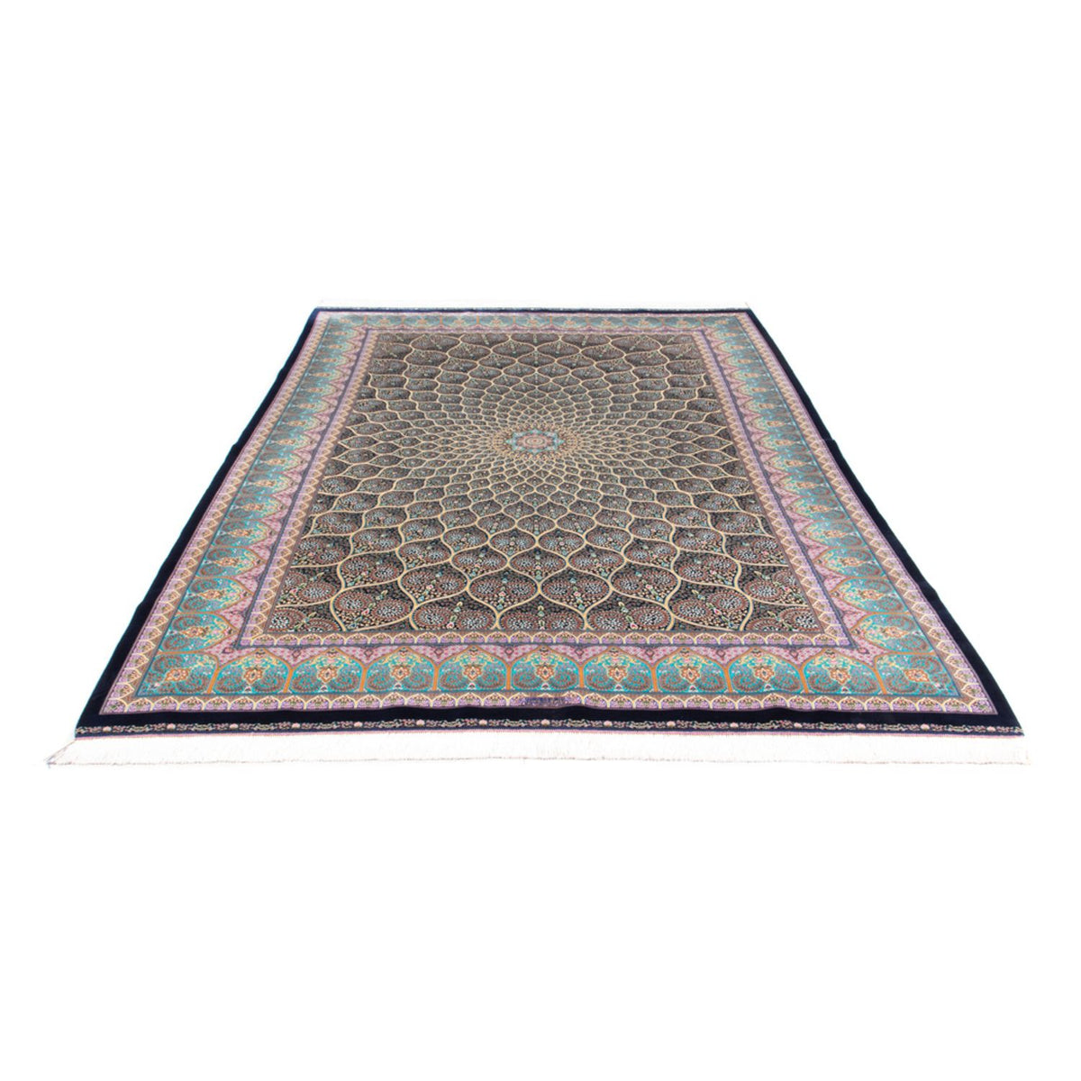 Tapis persan - Ghom - 300 x 200 cm - bleu foncé