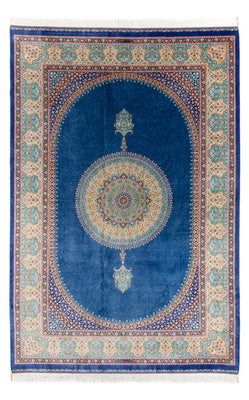 Tapis persan - Ghom - 300 x 200 cm - bleu