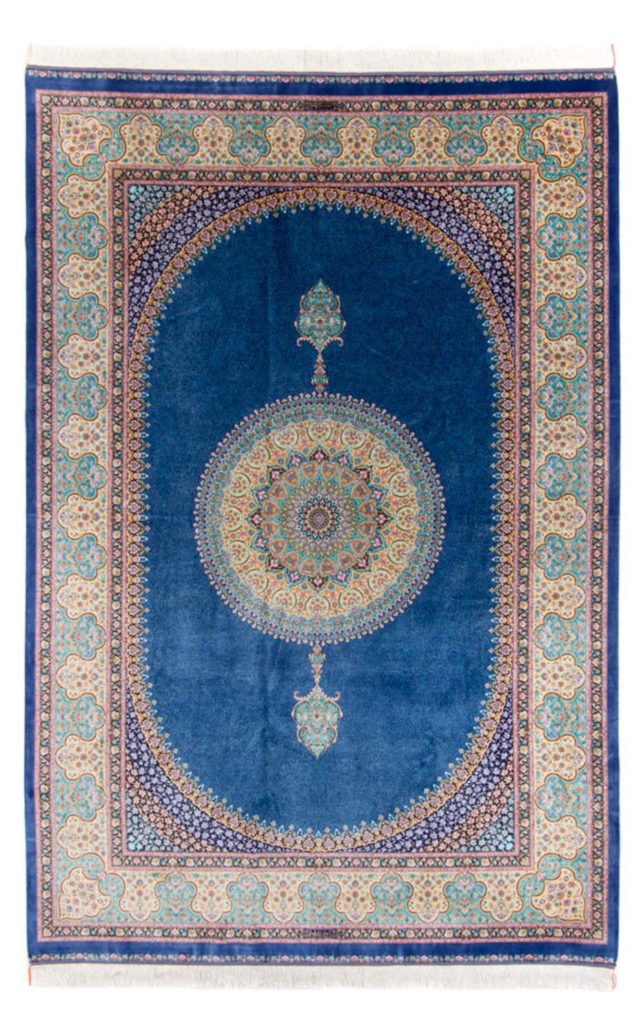 Tapis persan - Ghom - 300 x 200 cm - bleu
