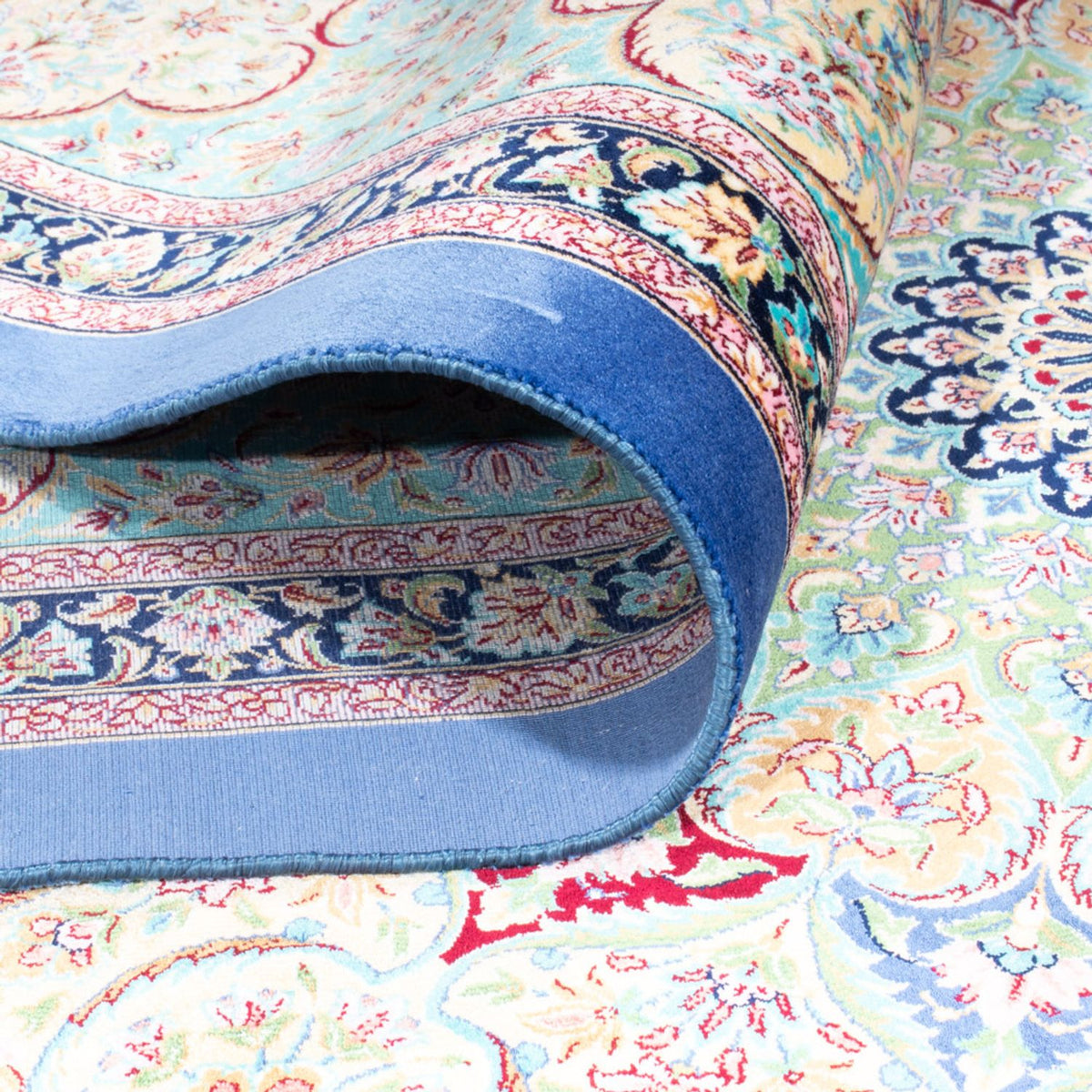 Tapis persan - Ghom - 300 x 200 cm - bleu