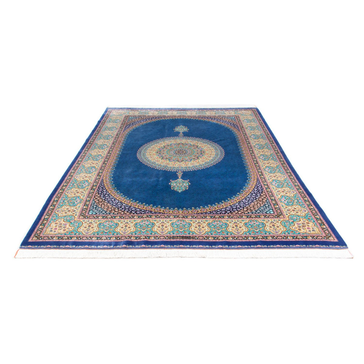 Tapis persan - Ghom - 300 x 200 cm - bleu