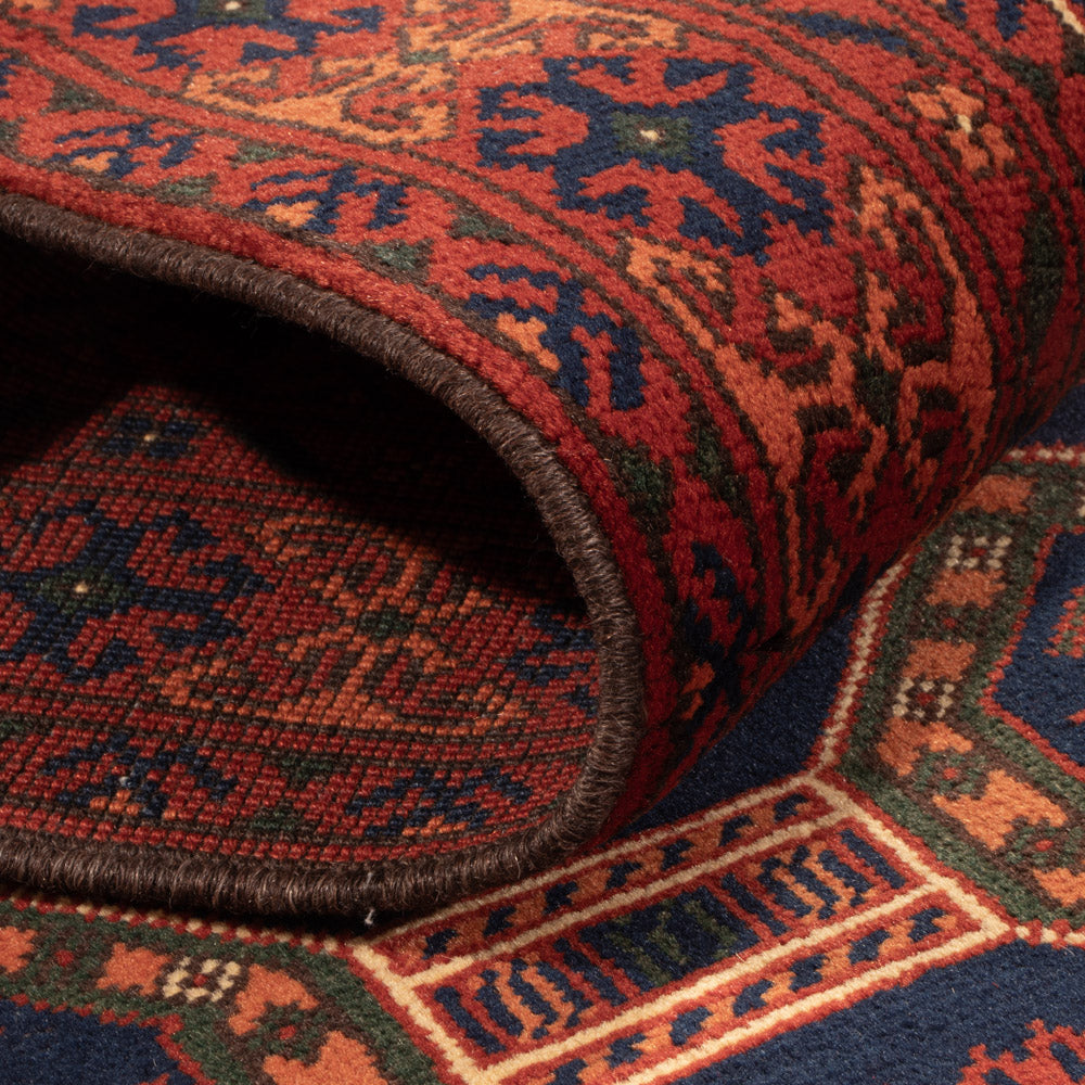 Tapis de couloir Tapis afghan - 394 x 80 cm - rouge foncé