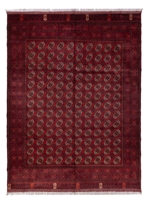 Tapis afghan - Boukhara - 334 x 252 cm - rouge foncé