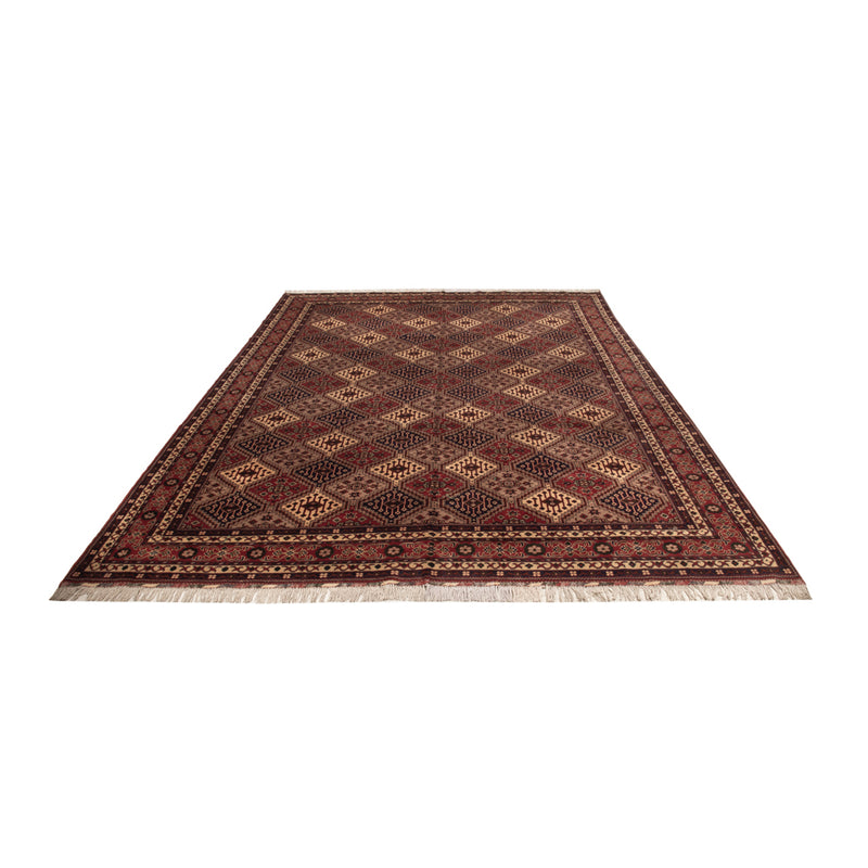 Tapis de couloir Tapis afghan - 403 x 296 cm - beige foncé