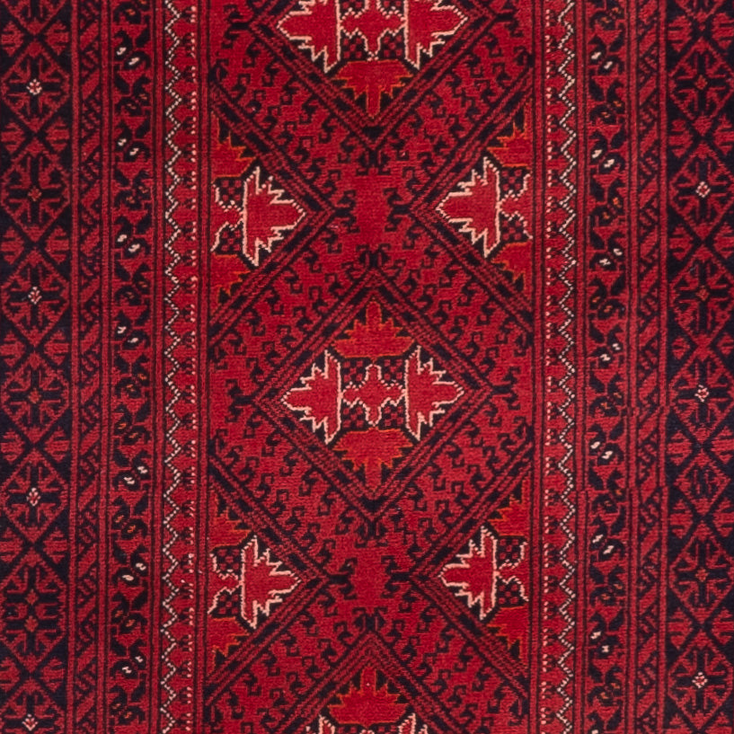 Tapis de couloir Tapis afghan - 390 x 77 cm - rouge