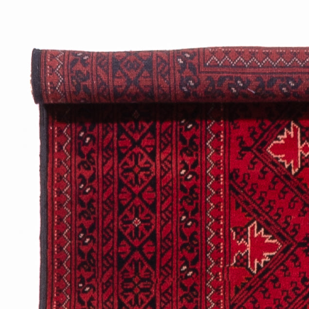 Tapis de couloir Tapis afghan - 390 x 77 cm - rouge