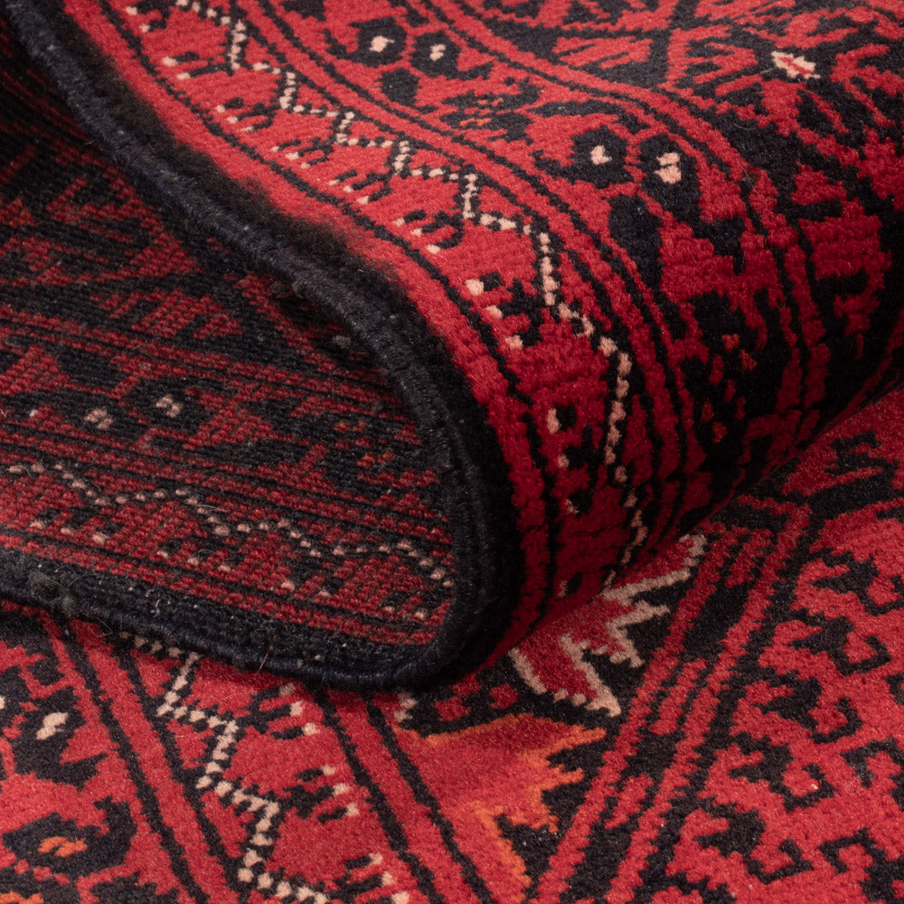 Tapis de couloir Tapis afghan - 390 x 77 cm - rouge