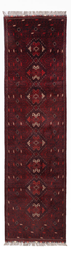 Tapis de couloir Tapis afghan - 295 x 79 cm - rouge