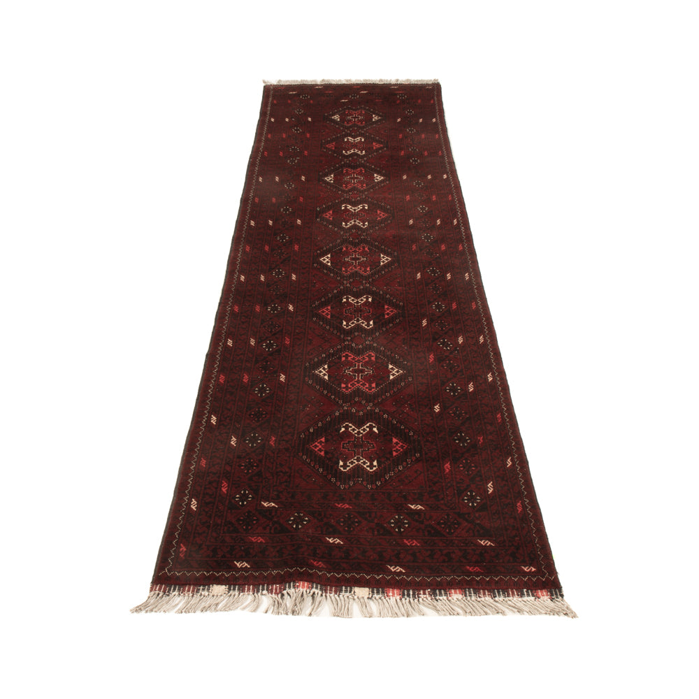 Tapis de couloir Tapis afghan - 295 x 79 cm - rouge