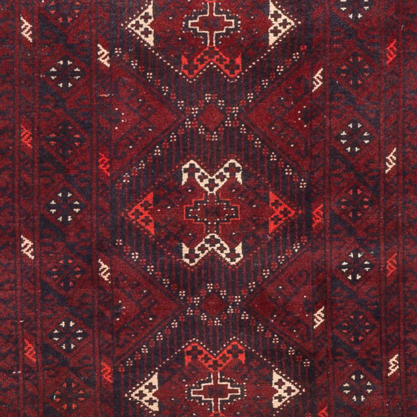 Tapis de couloir Tapis afghan - 300 x 79 cm - rouge