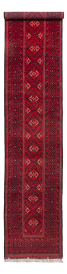 Tapis de couloir Tapis afghan - 388 x 77 cm - rouge