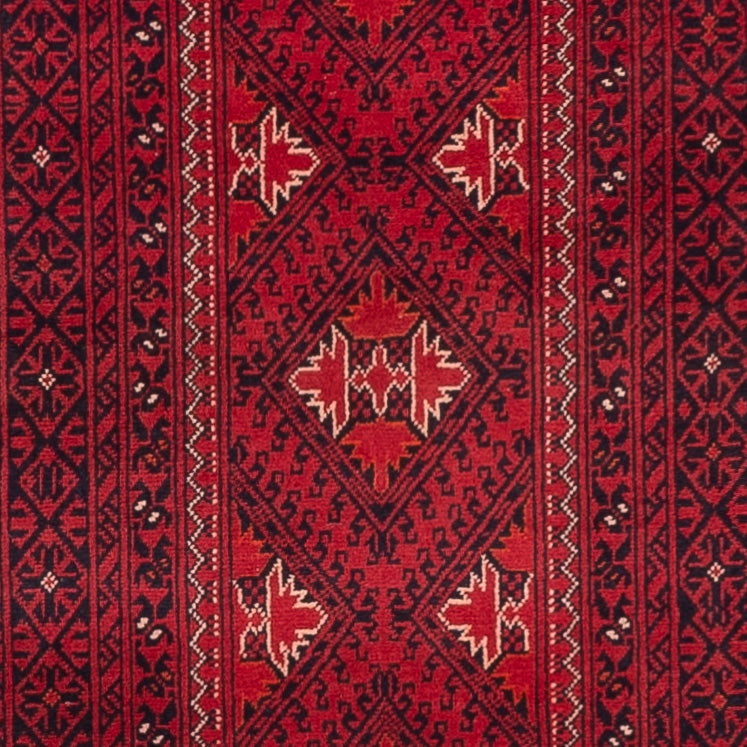 Tapis de couloir Tapis afghan - 388 x 77 cm - rouge