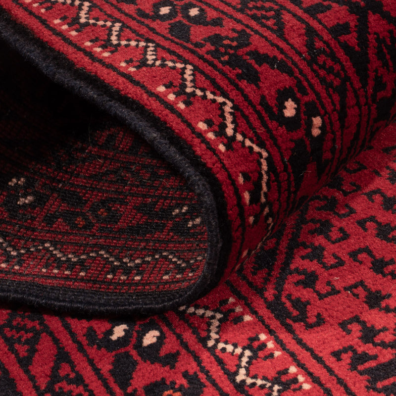 Tapis de couloir Tapis afghan - 388 x 77 cm - rouge