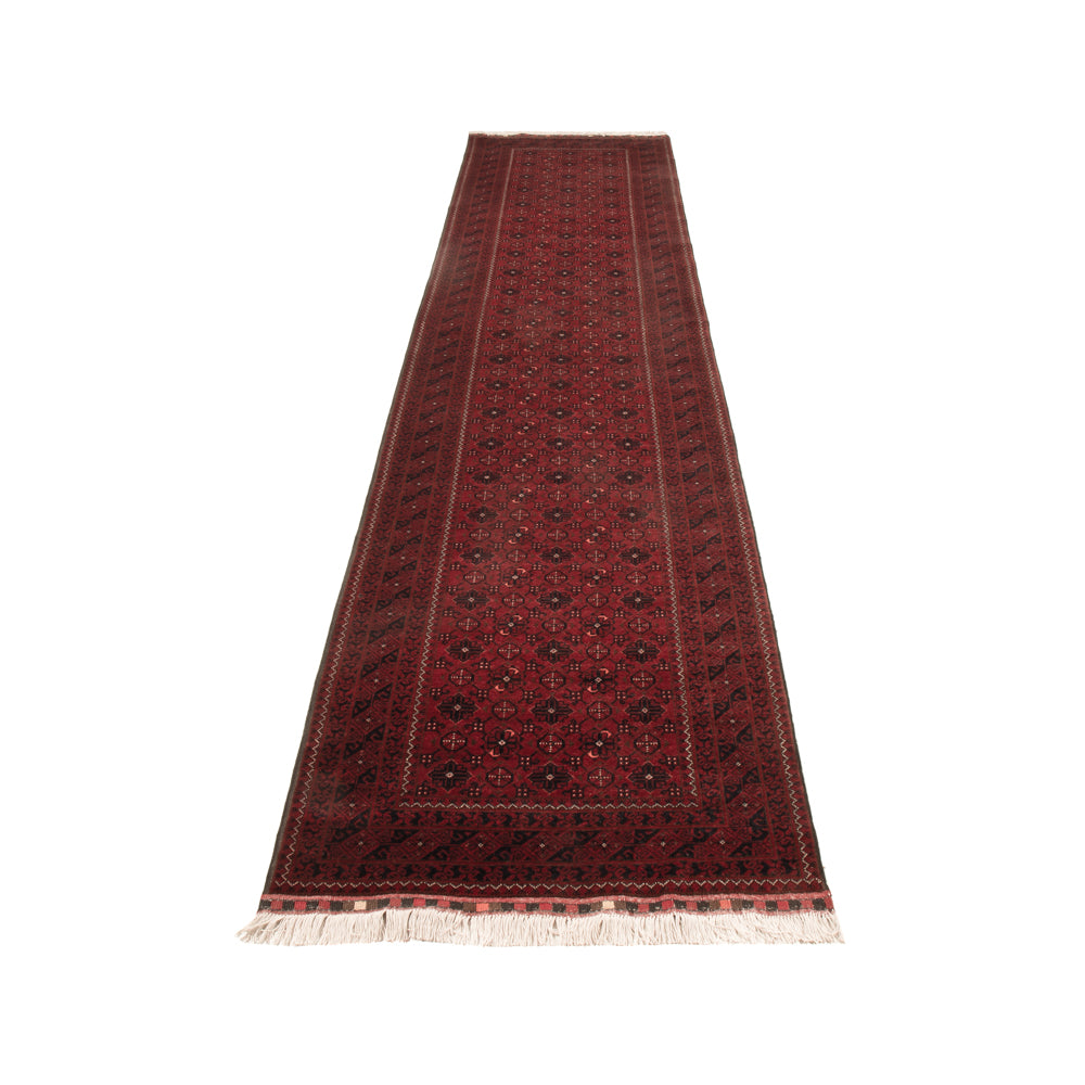 Tapis de couloir Tapis afghan - 384 x 84 cm - rouge