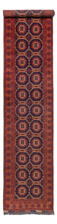 Tapis de couloir Tapis afghan - 409 x 86 cm - beige foncé
