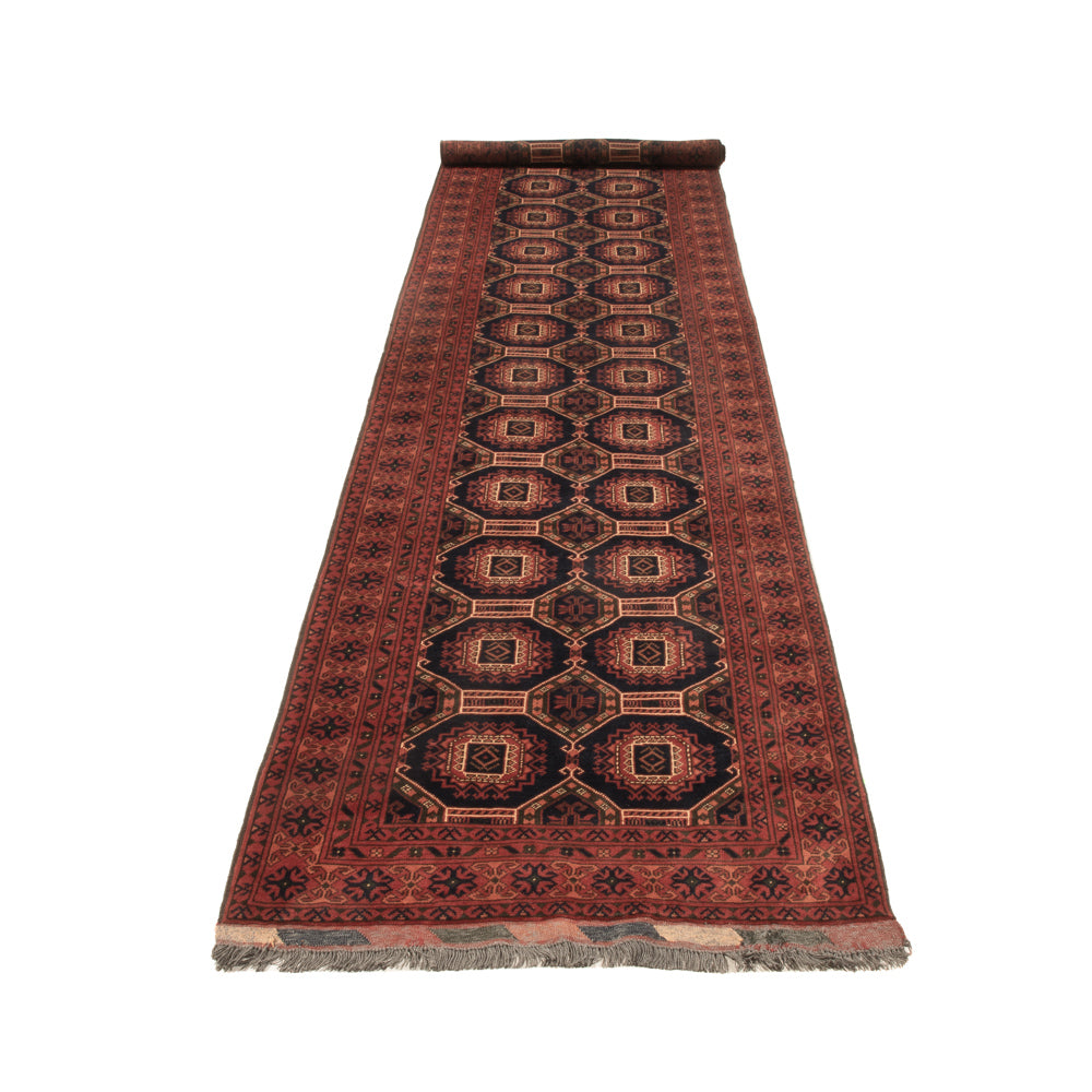 Tapis de couloir Tapis afghan - 409 x 86 cm - beige foncé